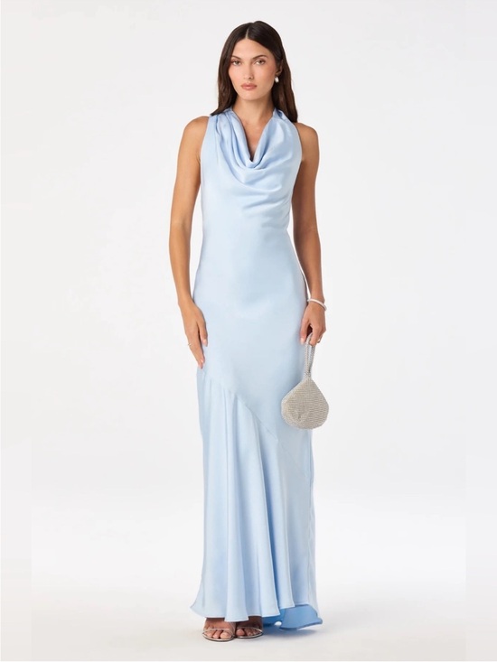 Astr Dresses & Skirts - ASTR The Label Varya Satin Cowl Neck Formal Maxi Dress Size Medium Baby Blue
